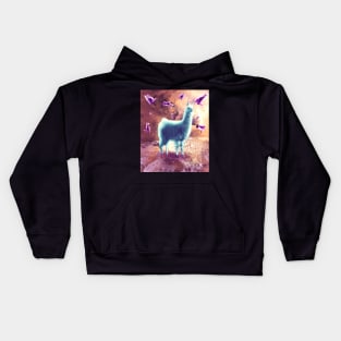 Outer Space Galaxy Cat With Llama Kids Hoodie